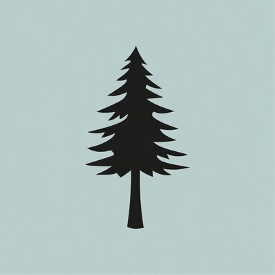 Black silhouette pine tree