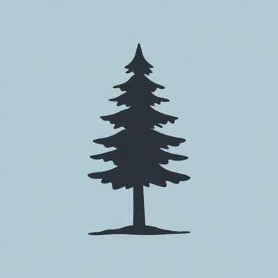 Black silhouette pine tree