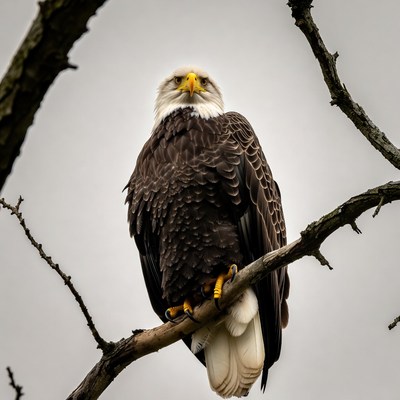 Bald eagle perched on branch