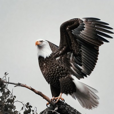 Bald eagle perched on branch