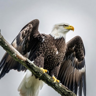 Bald eagle perched on branch