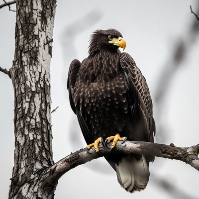 Bald eagle perched on tree branch
