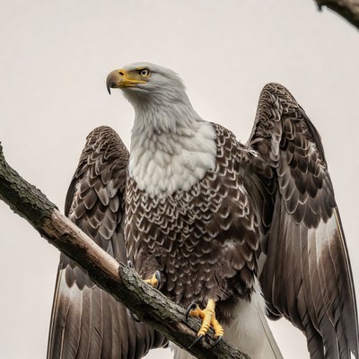 Bald eagle perched on branch