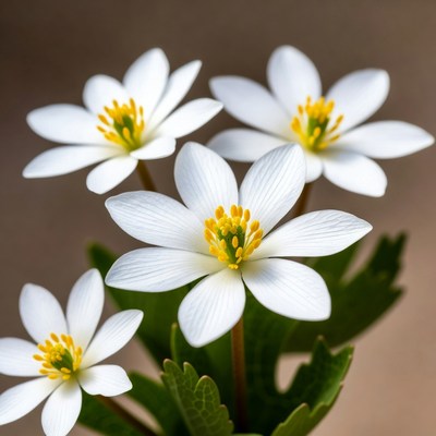 Cluster of White Anemone Flowers