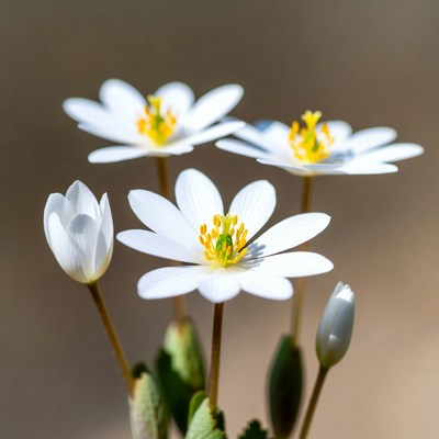 Cluster of White Anemone Flowers