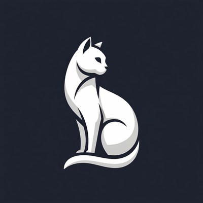 White cat silhouette illustration