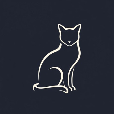 Silhouette cat sitting isolated