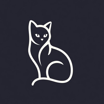 White line art cat silhouette