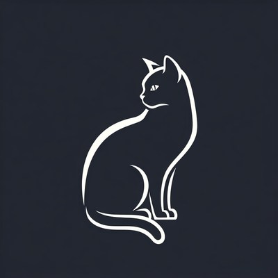 Black silhouette cat illustration