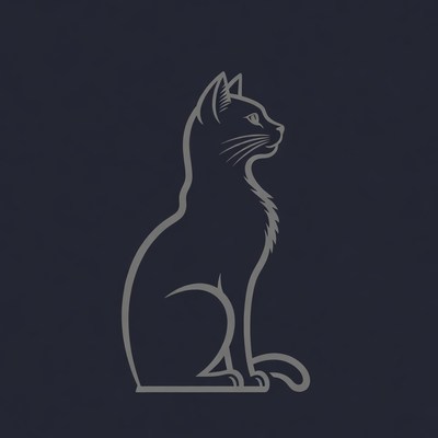 Silhouette cat sitting profile