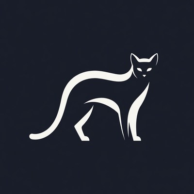 Silhouette cat standing isolated