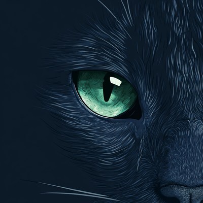 Black Cat Green Eyes Closeup