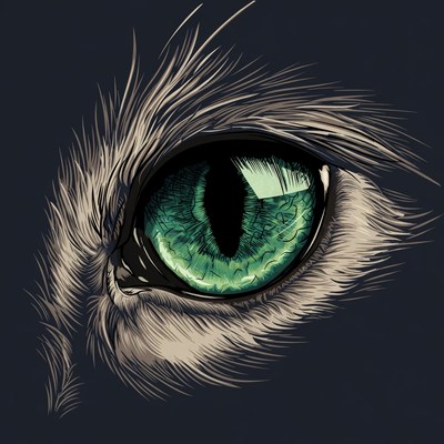 Close-up green cat eye illustration