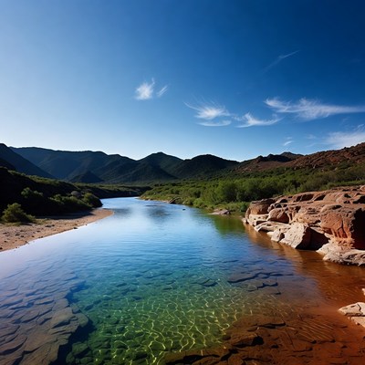 River Flowing Through Red Rock Canyon
