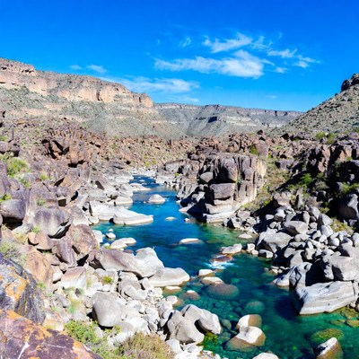 River flowing through rocky canyon