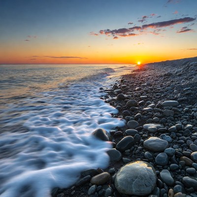 Sunset over Pebble Beach Waves