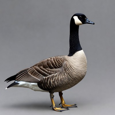 Canada Goose Standing on Gray Background