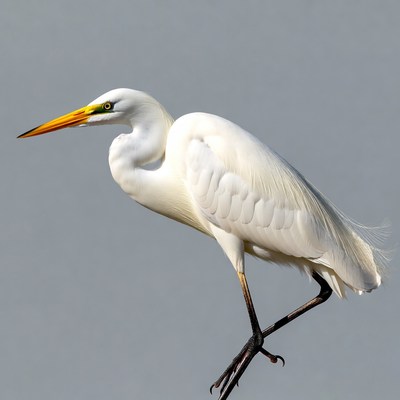 Great Egret Standing on One Leg