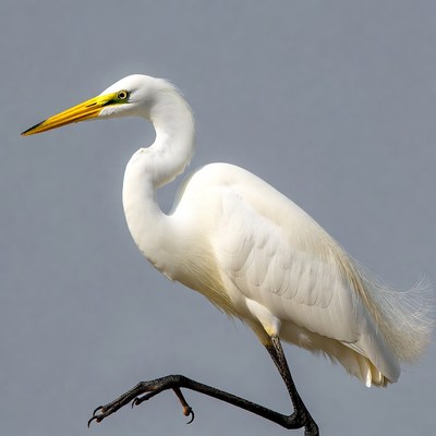 Great Egret Standing on Leg