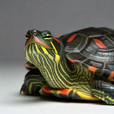 Red-eared slider turtle close-up