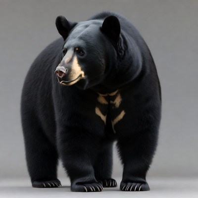 Black bear standing on gray background