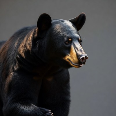 Black bear profile on gray background