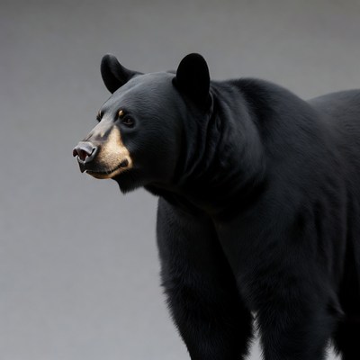 Black bear facing side view