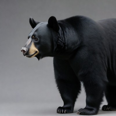 Black bear standing on gray background