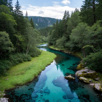 Turquoise River in Forest Valley