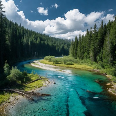 Turquoise River in Forest Valley