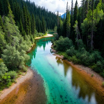 Turquoise River in Dense Forest