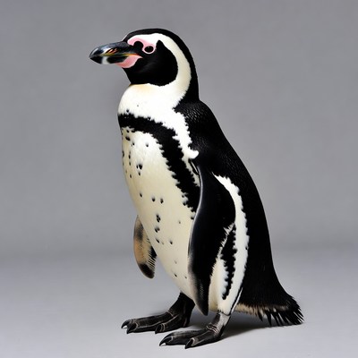Black-footed penguin standing isolated