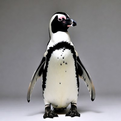 Black-footed penguin standing isolated