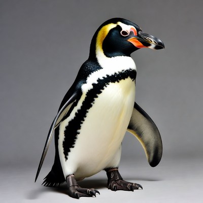 Gentoo penguin on gray background