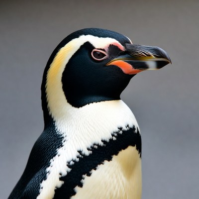 Humboldt Penguin on Gray Background