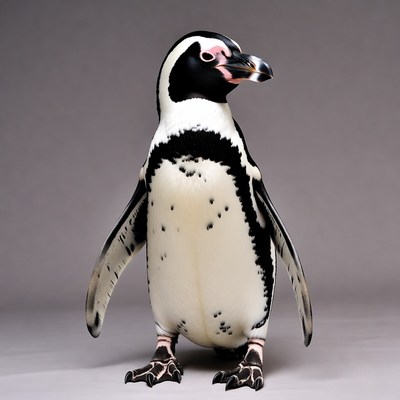 Humboldt penguin on gray background