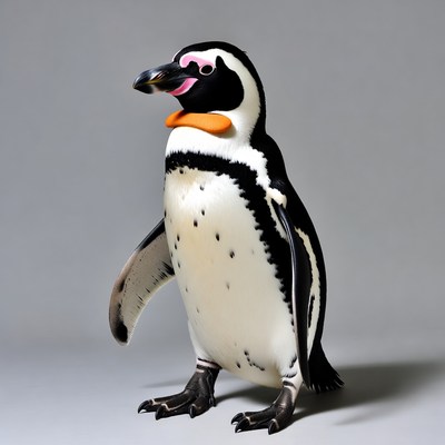 Penguin wearing orange bowtie