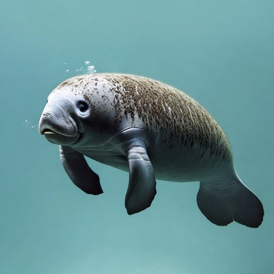 Manatee swimming underwater
