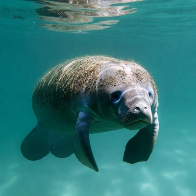 Manatee swimming underwater