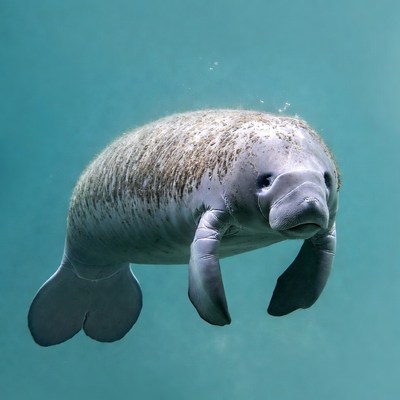 Manatee swimming underwater