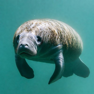 Manatee swimming underwater