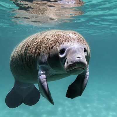 Manatee swimming underwater