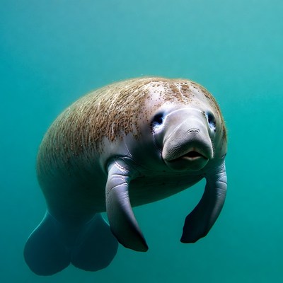Manatee swimming underwater