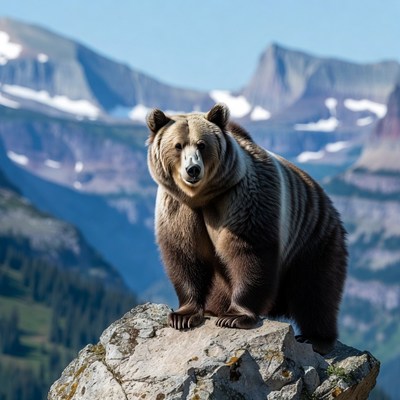 Grizzly Bear on Rocky Mountain Peak