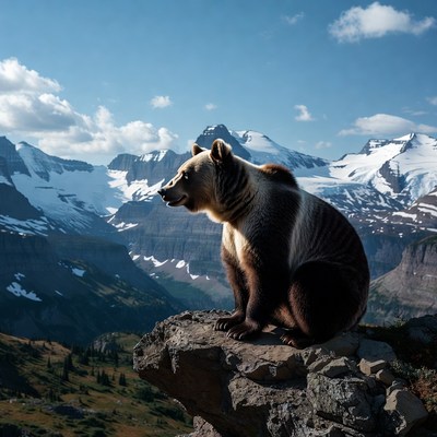 Grizzly Bear on Rocky Cliff