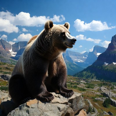 Grizzly Bear on Rocky Mountain Ledge