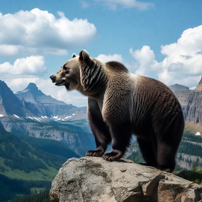 Grizzly Bear on Mountain Cliff