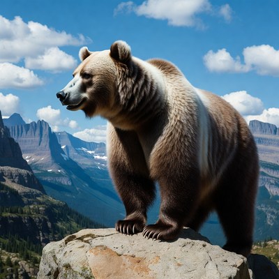 Grizzly Bear on Mountain Rock