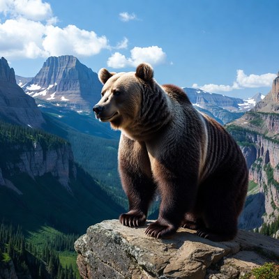 Grizzly Bear on Mountain Cliff