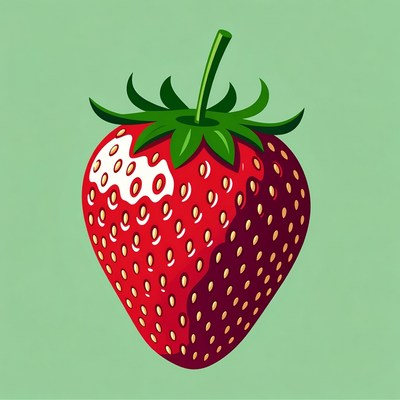 Red Strawberry on Green Background